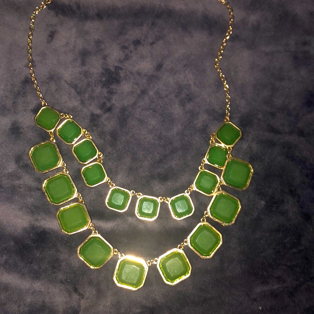 The color of the season. green multi layer necklace